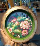 Sacred Lotus Reverie - Handcrafted Wooden Art Tray