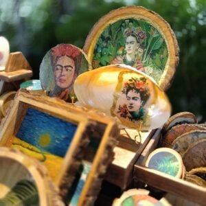 Frida’s Jungle Symphony Handcrafted Wooden Art Tray and Wall Art