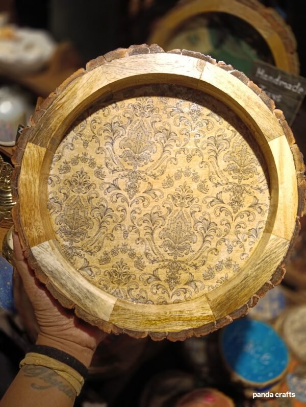 Baroque Elegance Handcrafted Wooden Art Tray and Wall Art