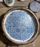 Azulejo Serenity Handcrafted Wooden Art Tray and Wall Art