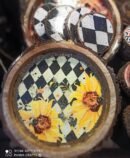 Sunflower Harlequin Glow Handcrafted Wooden Art Tray and Wall Art