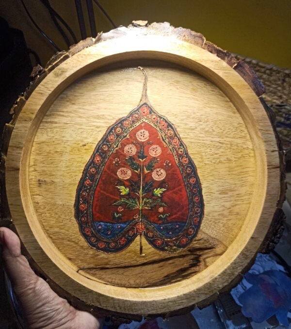 Sacred Bodhi Bloom Handcrafted Wooden Art Tray and Wall Art