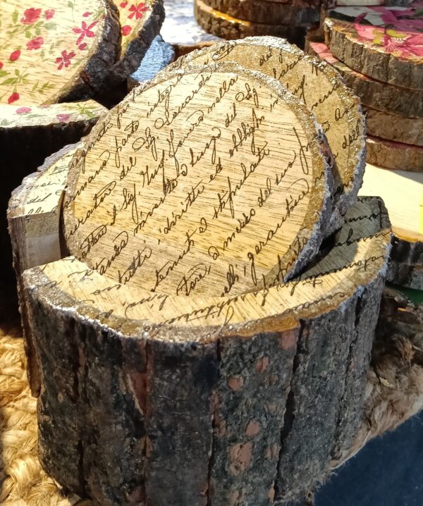 Whispers of Wood Script Luxe Coasters