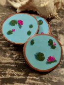 Auspicious Lotus Pond Handpainted Coasters - Diwali Special