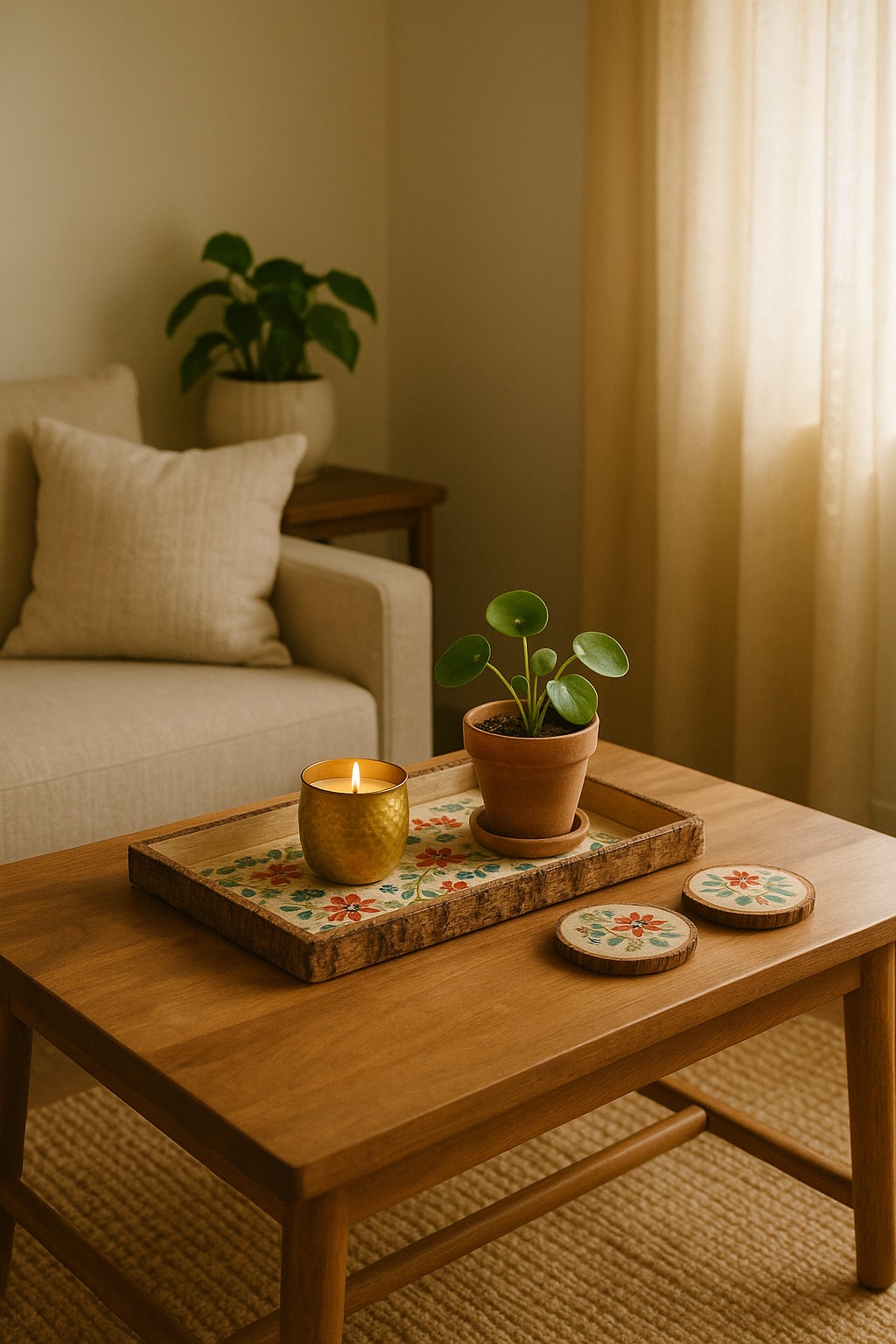 Handmade wooden coasters – eco-friendly sustainable home décor by Panda Crafts