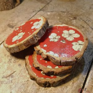 Merry Rustic Blossoms – Christmas Special Wood Coaster Set