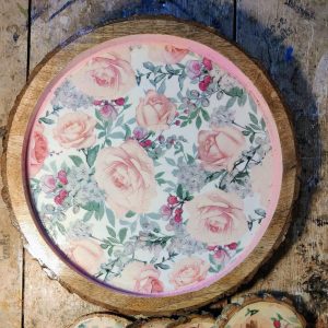 Timeless Rose Charm – Premium Rustic Wood Tray