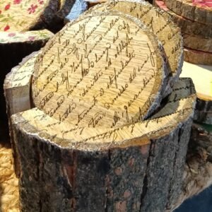 Whispers of Wood Script Luxe Coasters