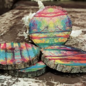 Aurora Drift Wooden Coasters - Set of 4