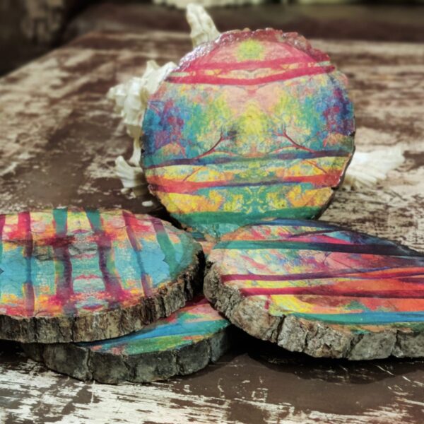 Aurora Drift Wooden Coasters - Set of 4