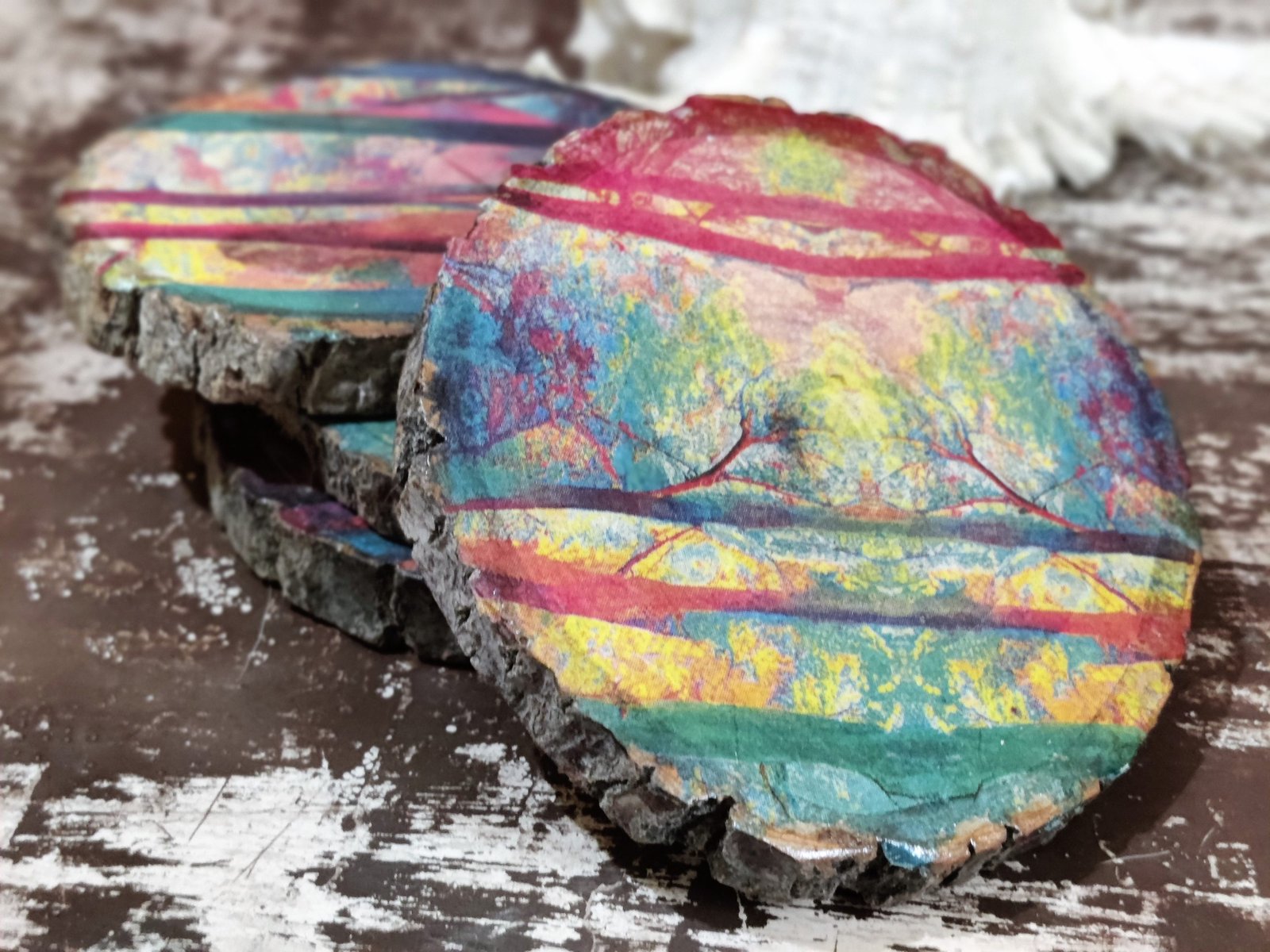 Aurora Drift Wooden Coasters - Set of 4 - Image 3