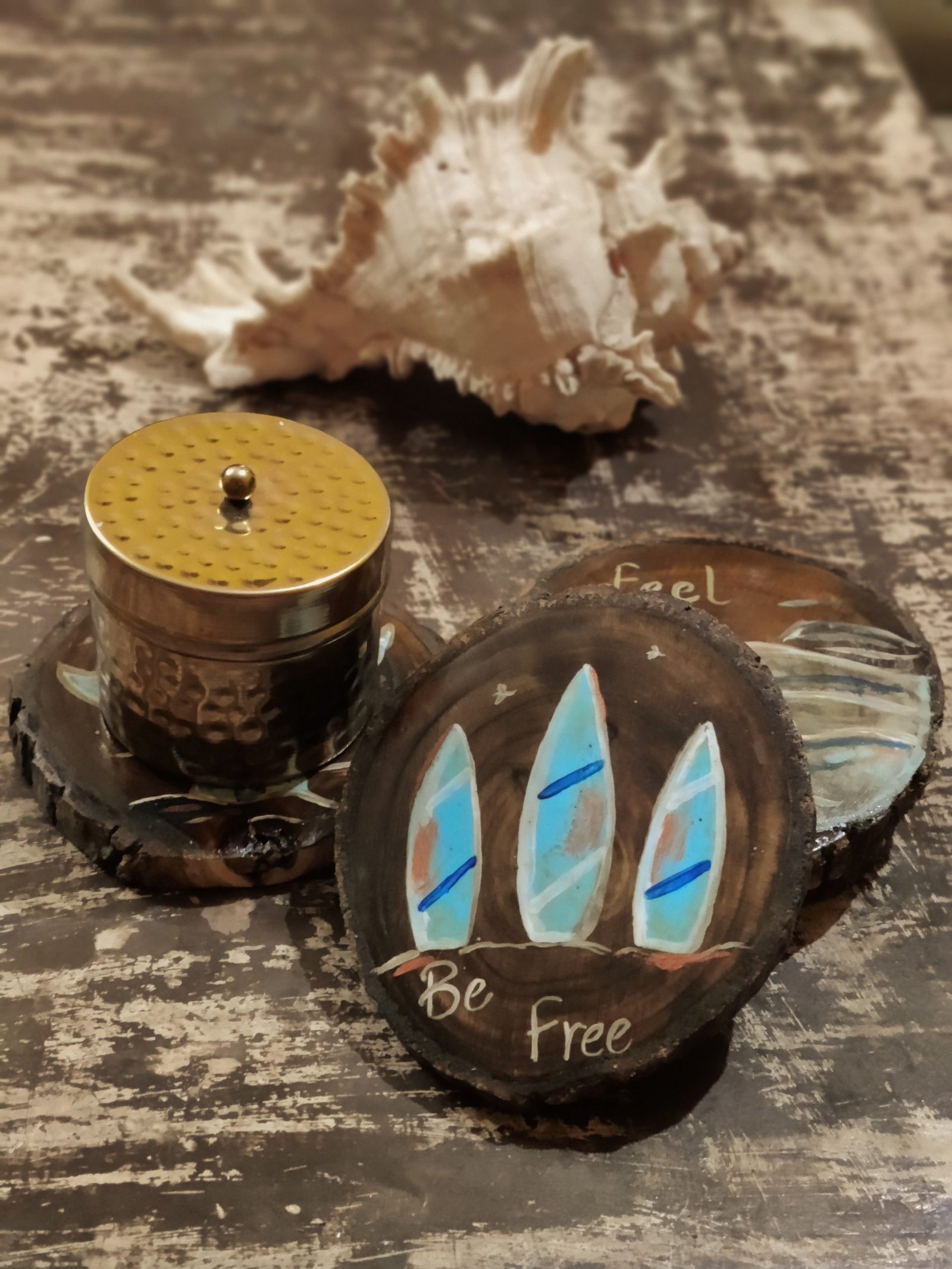 Tide Whispers Handpainted Coasters - Set of 4 - Image 2