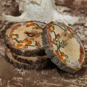 Meadow Gleam Floral Handpainted Coasters - Set of 4