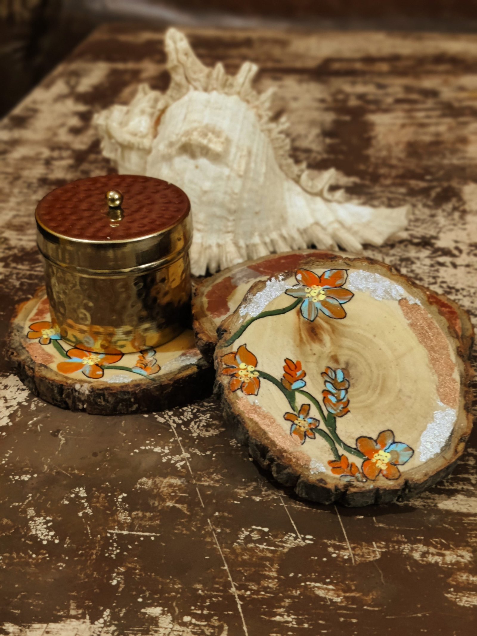 Meadow Gleam Floral Handpainted Coasters - Set of 4 - Image 3