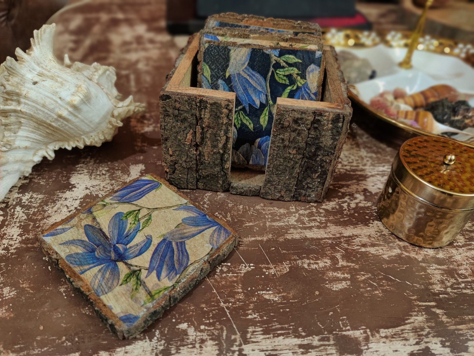 Bluebell Stackable Wooden Coasters Set of 6